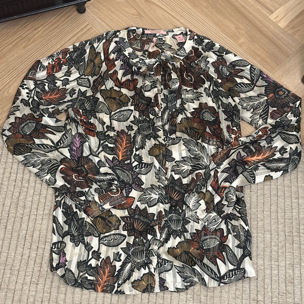 Scotch & Soda floral and striped jacquard long-sleeve blouse